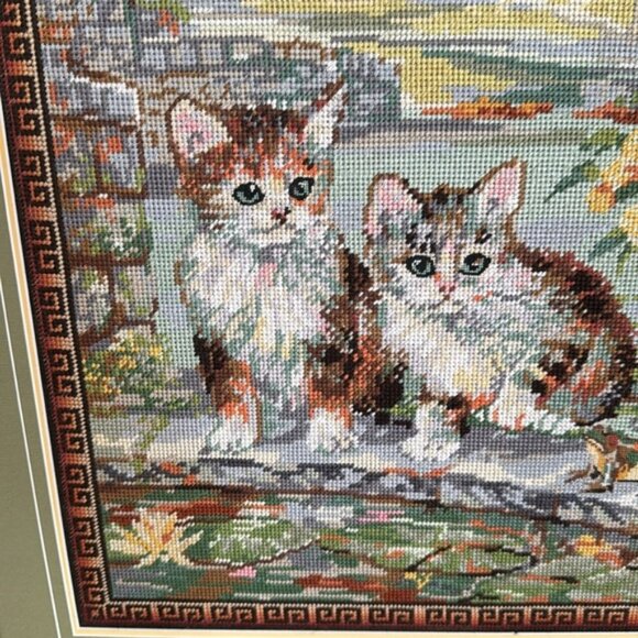 Vintage Cat Framed Cross Stitch Picture 27” x 23” - Picture 8 of 9